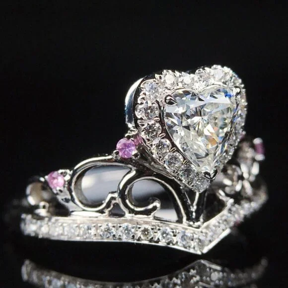 💥Prinecess Heart Shape Twisted Beautiful 925 Silver Plated for WomenUNVN12160 - Picture 2 of 9